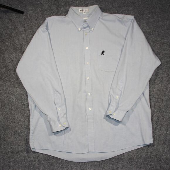 VTG Walt Disney World Button Up Shirt Mens XL Blue Mickey Mouse Pinpoint Oxford - Picture 3 of 8